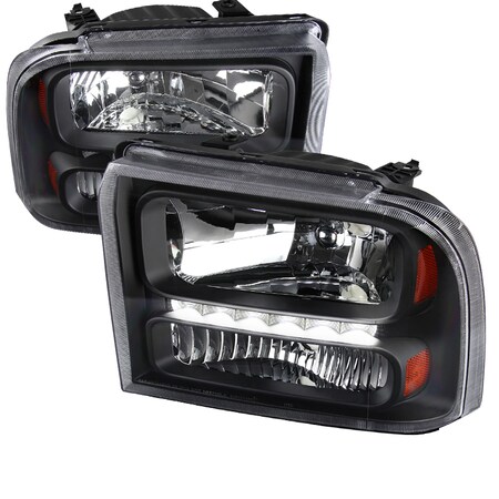 Spec-D Tuning 05-07 Ford F250 Black Euro Headlights, 2LH-F25005JM-RS 2LH-F25005JM-RS